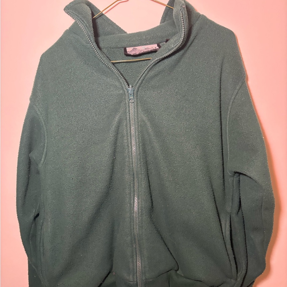 Women's Green Fleece Turtleneck Sweater